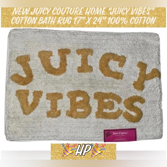 🎉HP🎉NEW Juicy Couture Home “Juicy Vibes” Bath Rug 17” X 24” 100% Cotton 💛 - Picture 1 of 8